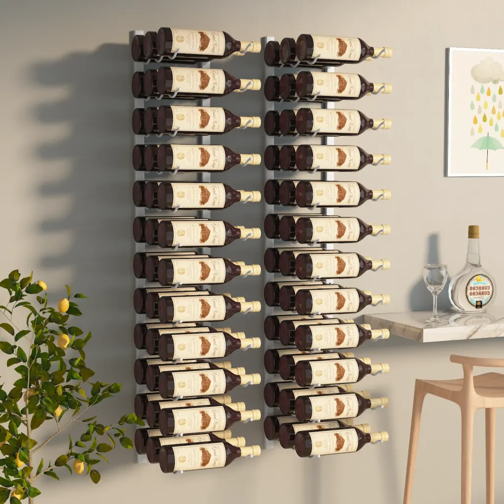 VidaXL Wall Mounted Wine Rack for 36 Bottles 2 pcs White Iron