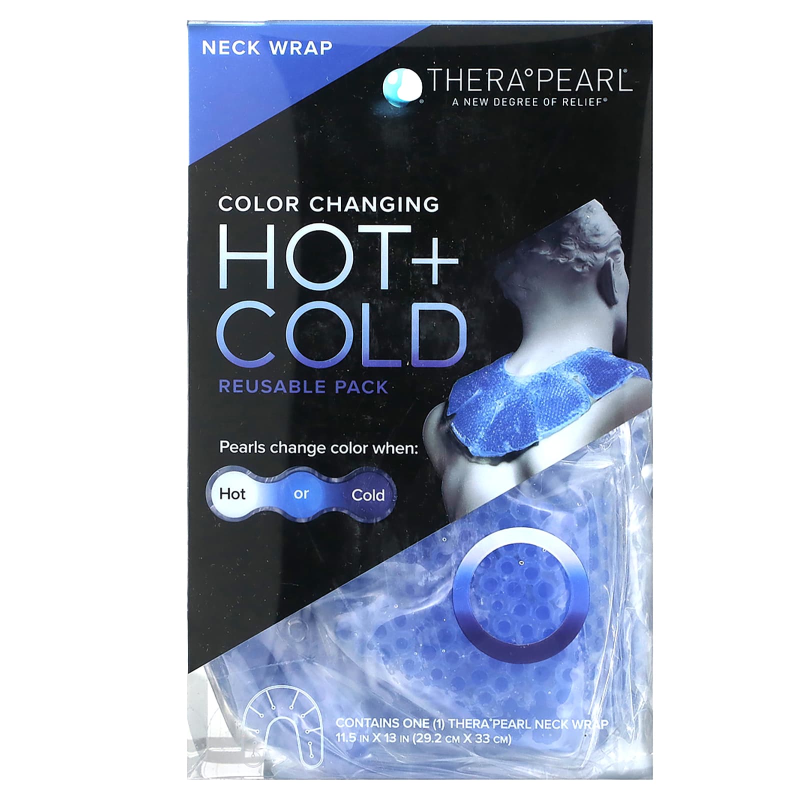 Therapearl Neck Wrap, Reusable Hot & Cold Therapy Pack with Gel Beads, Best Ice Pack for Wrist and Ankle Sprain, Flexible Hot & Cold Compression...