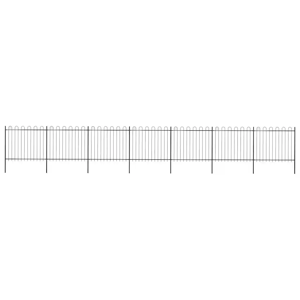 VidaXL Garden Fence with Hoop Top Steel 11.9x1.5 m Black