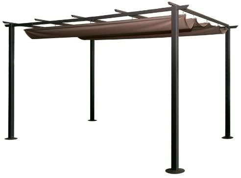 Nessuno Gazebo in acciaio 3.5x2.5 mt telo scorrevole marrone esterno da giardino
