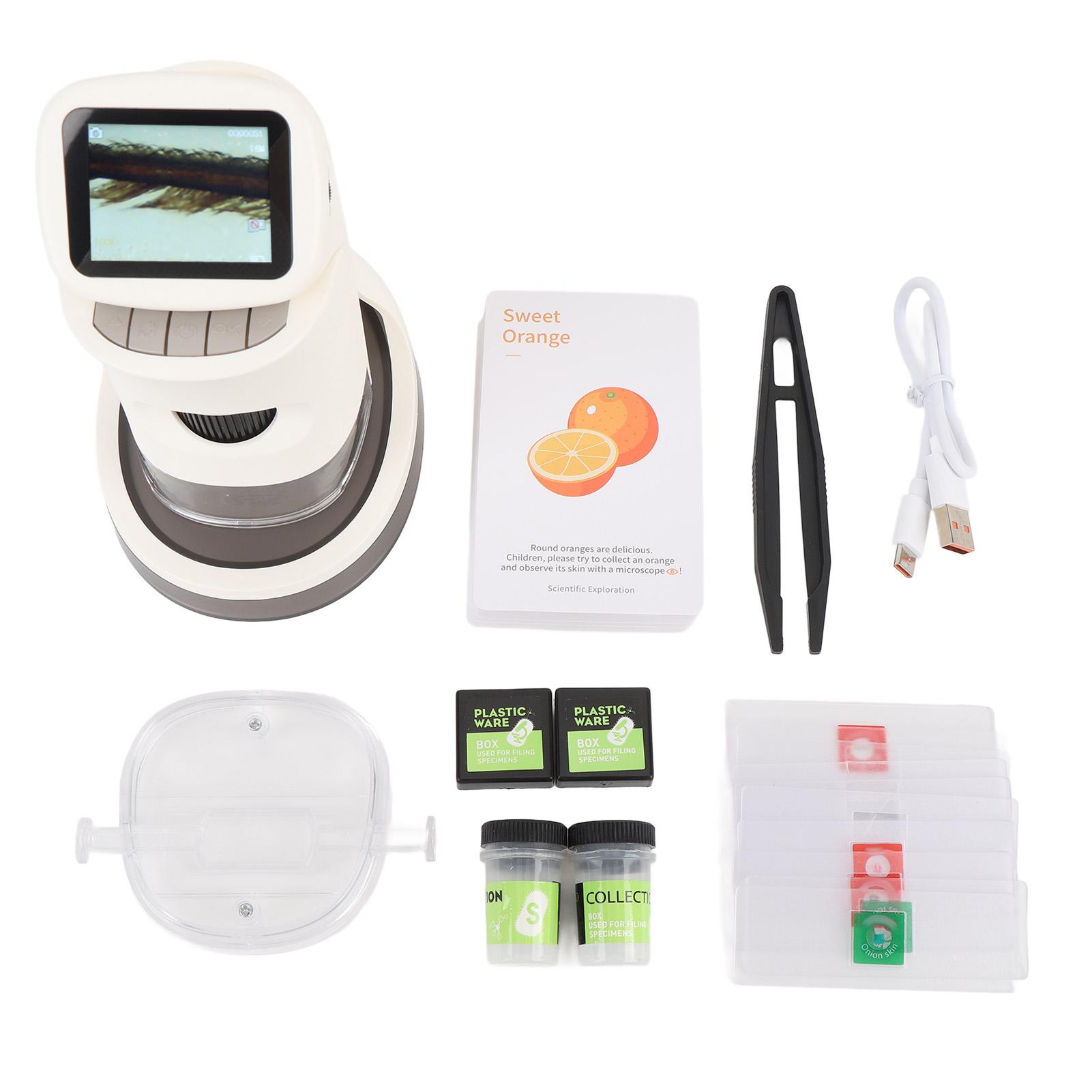 ZEBLAZE Portable Microscope 2 Inch HD Color Screen 100X to 1000X LED Lighted Pocket Microscope Slide Kit