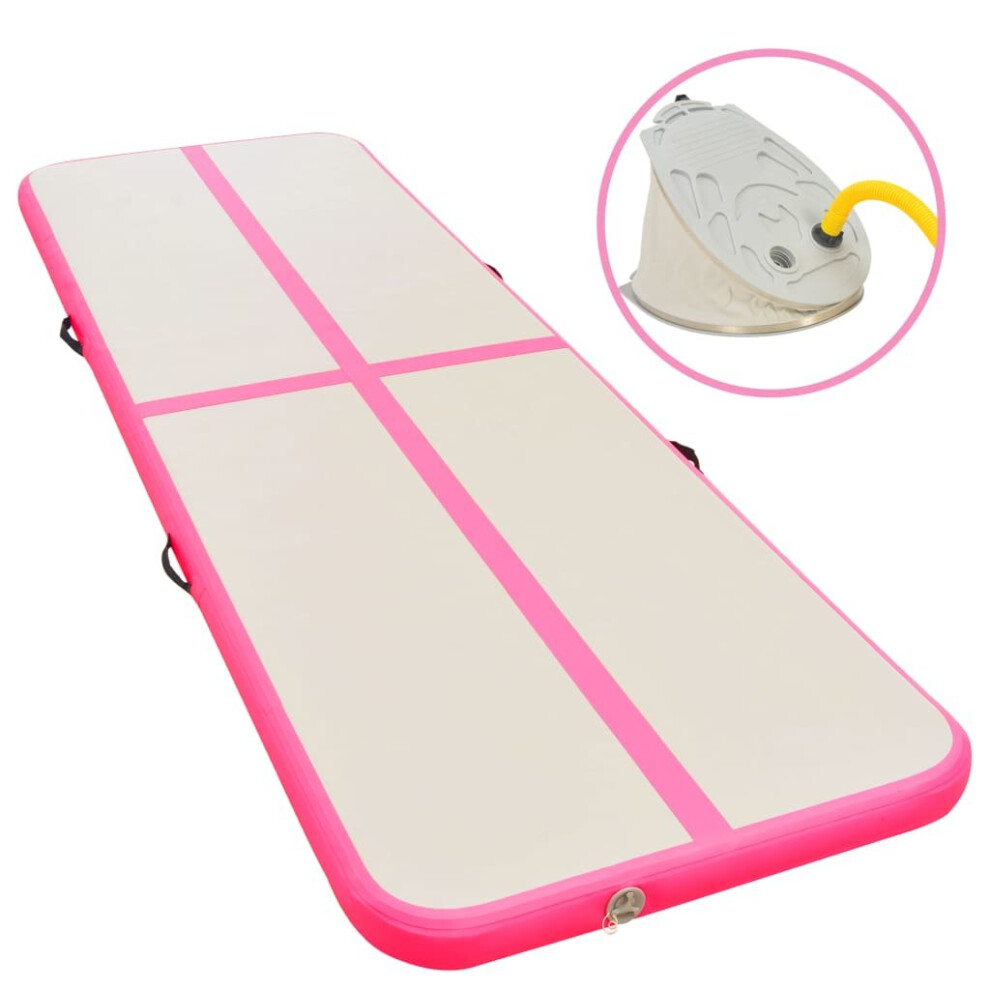 VidaXL Inflatable Gymnastics Mat with Pump 300x100x10 cm PVC Pink