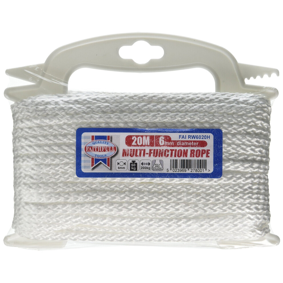 Faithfull FAIRW6020H White Multi Function Rope 6mm x 20m