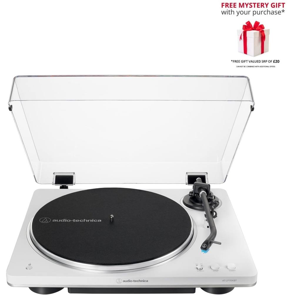 Audio-Technica (White/Silver) Audio Technica AT-LP70XBT Bluetooth Turntable