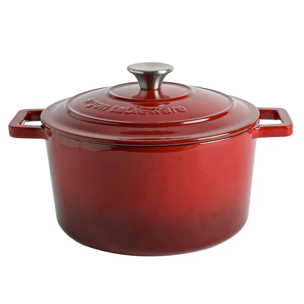 Argon Tableware 4.5L Cast Iron Casserole Dish - Red Ombre