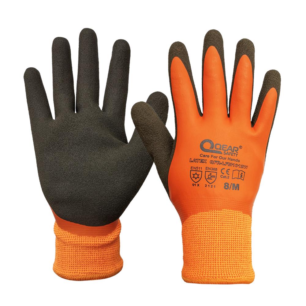 Binchi Protective Equipment Thermal Work Safety Gloves Fully Warm Fleece Lining Inside Water Proof Rubber Latex Coated Anti-slip Palm Winter Use XL