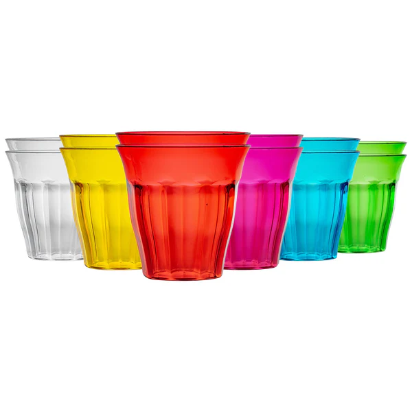 250ml Multicoloured Plastic Tumblers | Pack of 12 | By Rink Drink