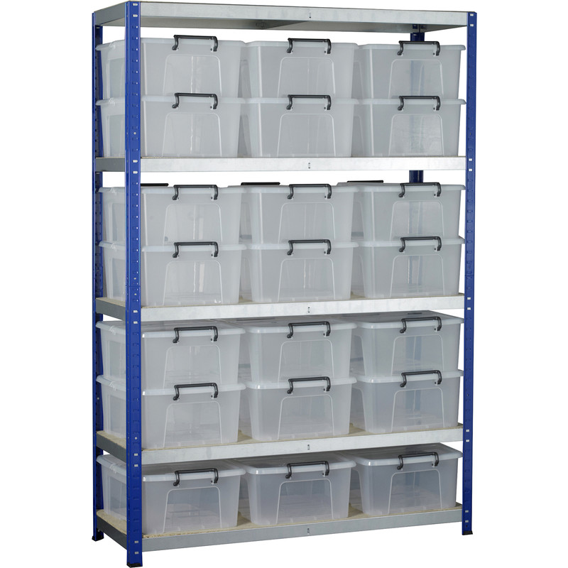 Barton Eco 5 Tier Shelving Bay with Storage Containers 1800 x 1200 x 450mm Plastic