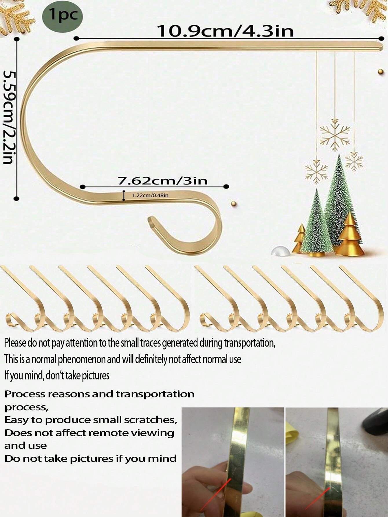 LCAuto Parts Gold & Silver Christmas Stocking Holder Hooks, Fireplace Hanging Hooks, Non-Slip Christmas Tree Decoration Hooks for Birthday Party, Wedding Gold One Size 1pc multicolour