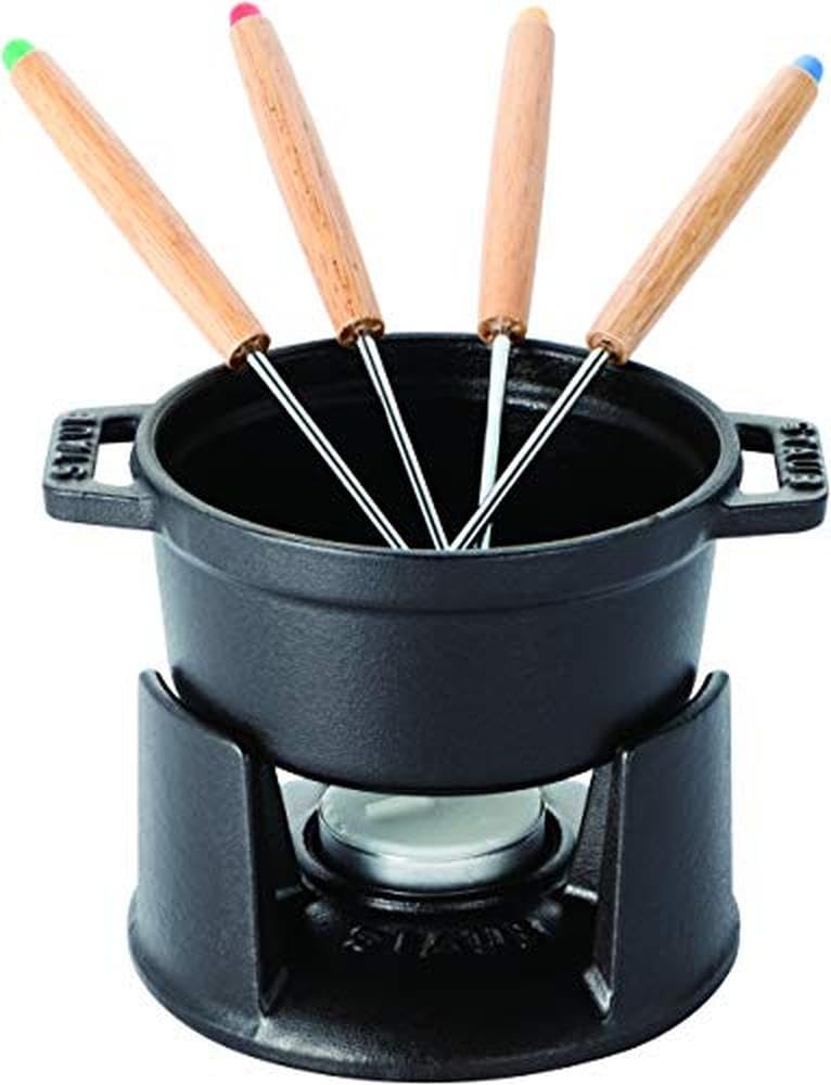 STAUB - Mini Fondue Set with 4 Forks - Black
