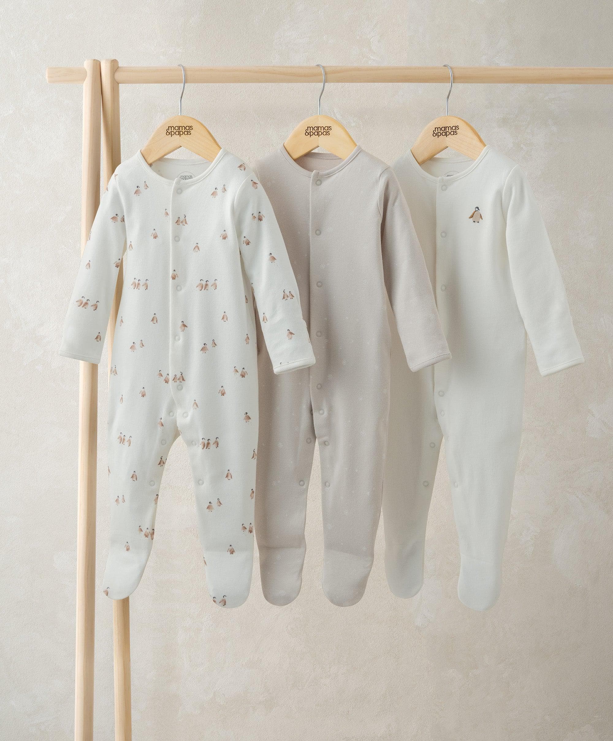 Mamas & Papas Penguin Sleepsuits (Pack of 3)