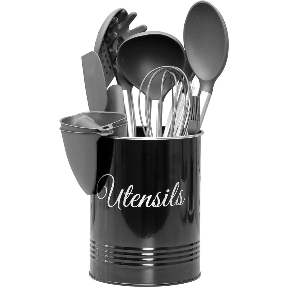 Innoteck Essentials 12Pc Silicone Utensil Set With Utensil Pot - Black