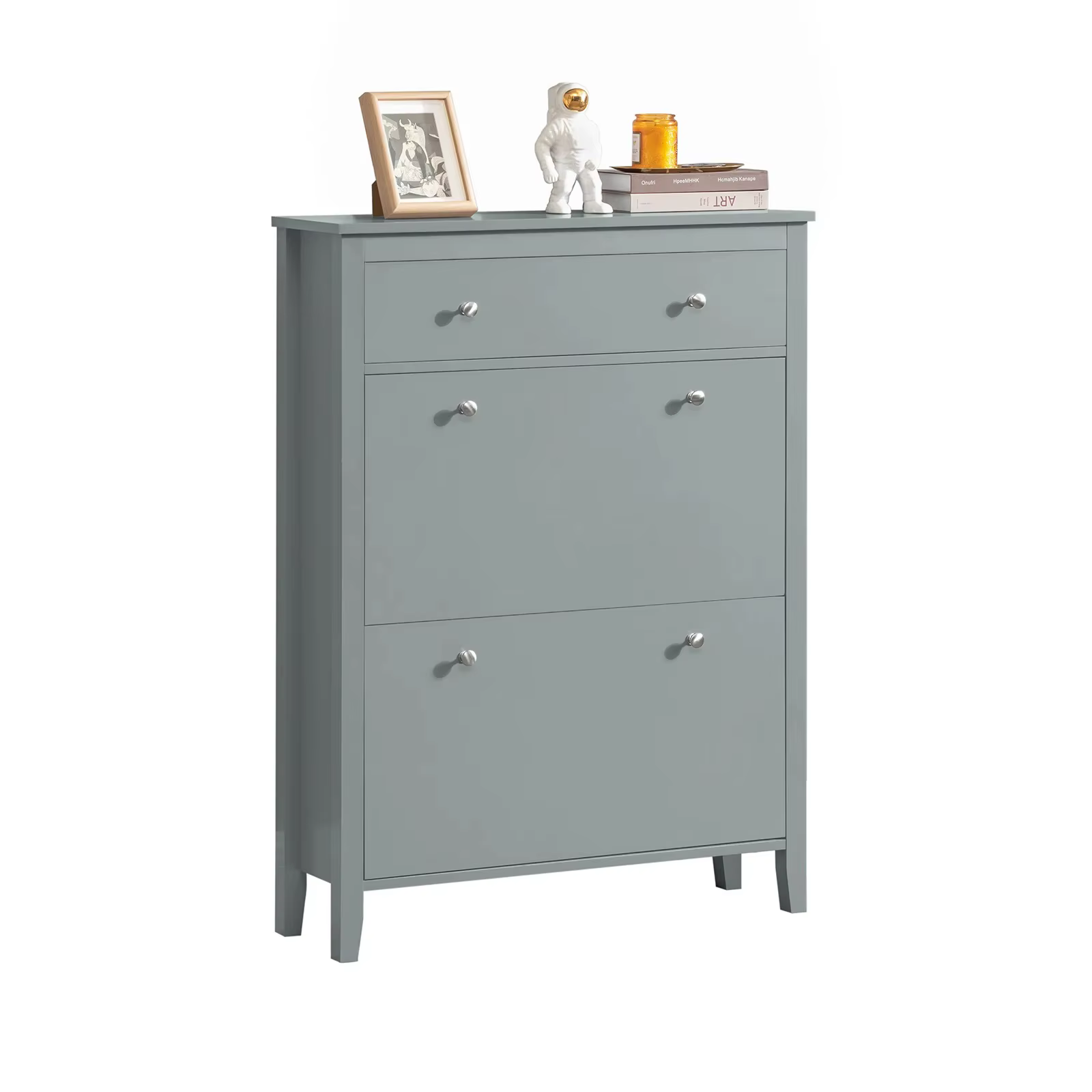 SOBUY Shoe Cabinet Organizer Unit with Drawers - Grey