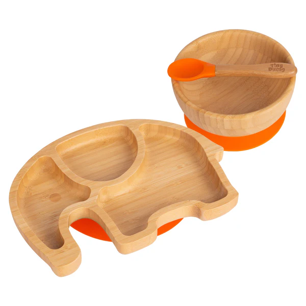 Tiny Dining - Children's Bamboo Suction Elephant Dinner Set