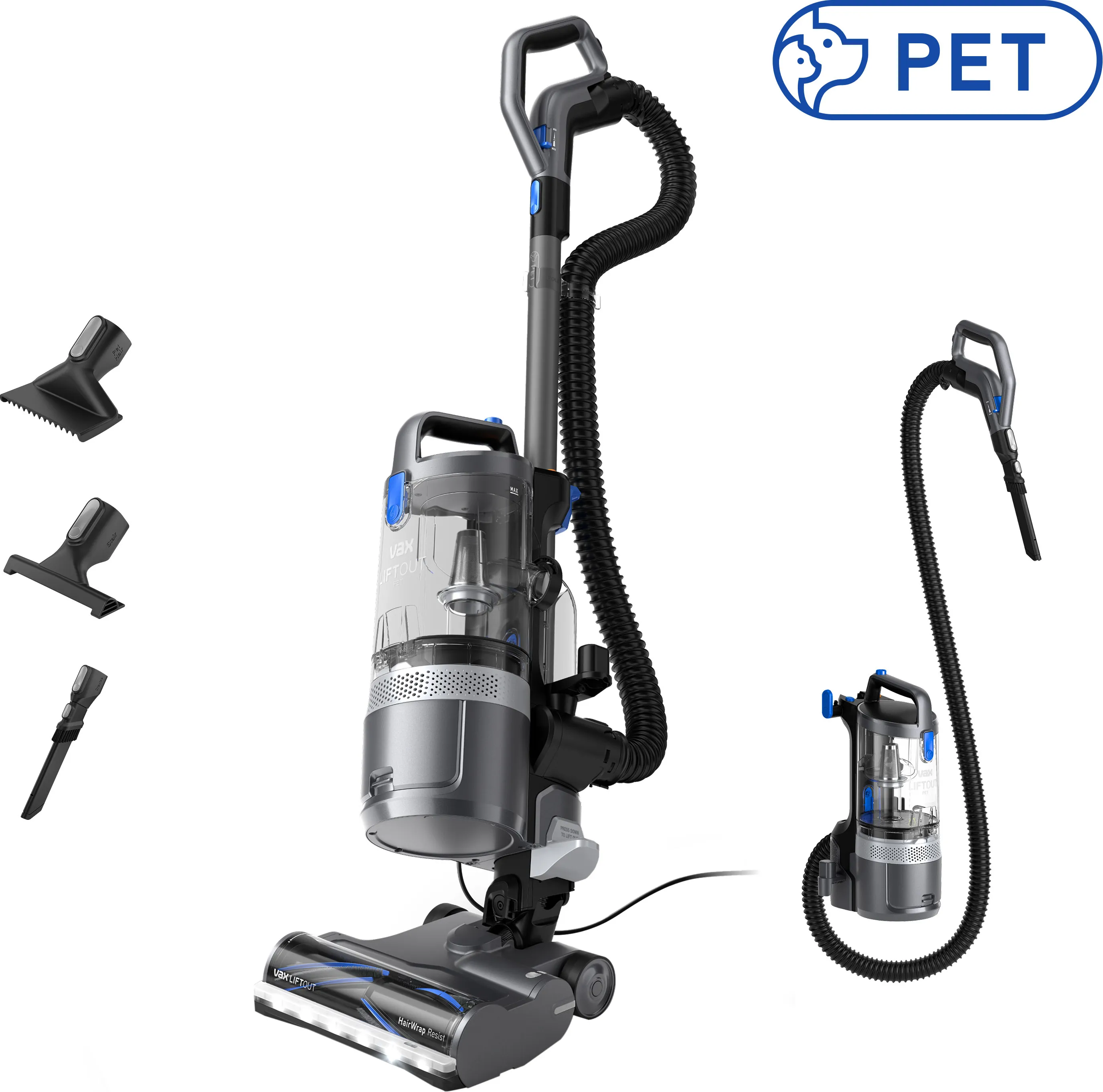 Vax Liftout Pet Cdup-loxp Upright Vacuum Cleaner, Graphite