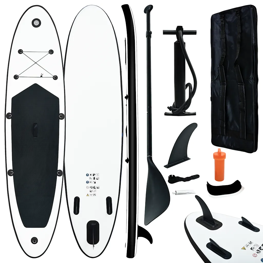 VidaXL Inflatable Stand Up Paddleboard Set Black and White