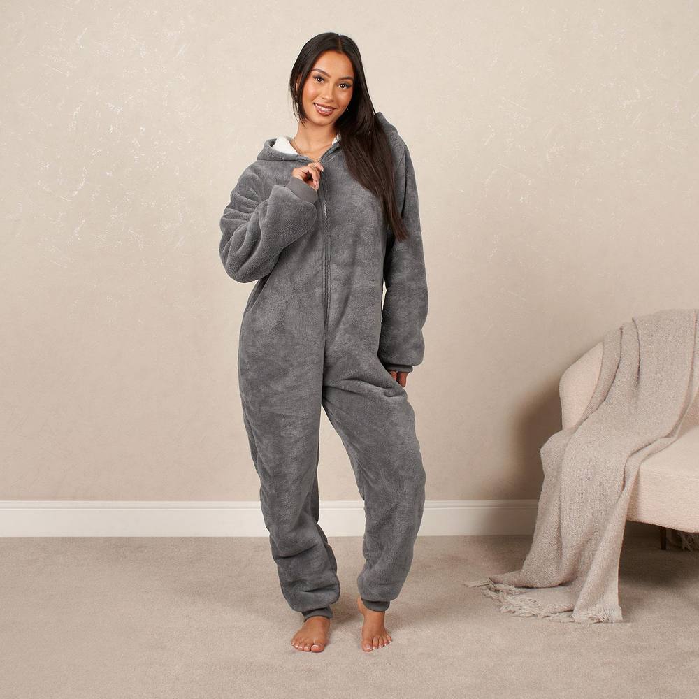 OHS Soft Fleece Onesie Hooded Loungewear Pyjamas