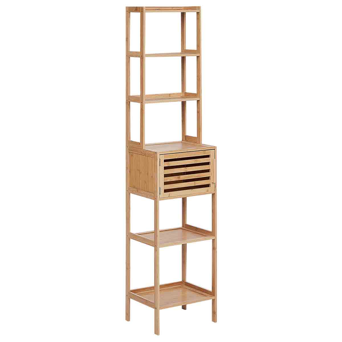 Beliani Bamboo Bathroom Shelving Unit Light Wood Lehi