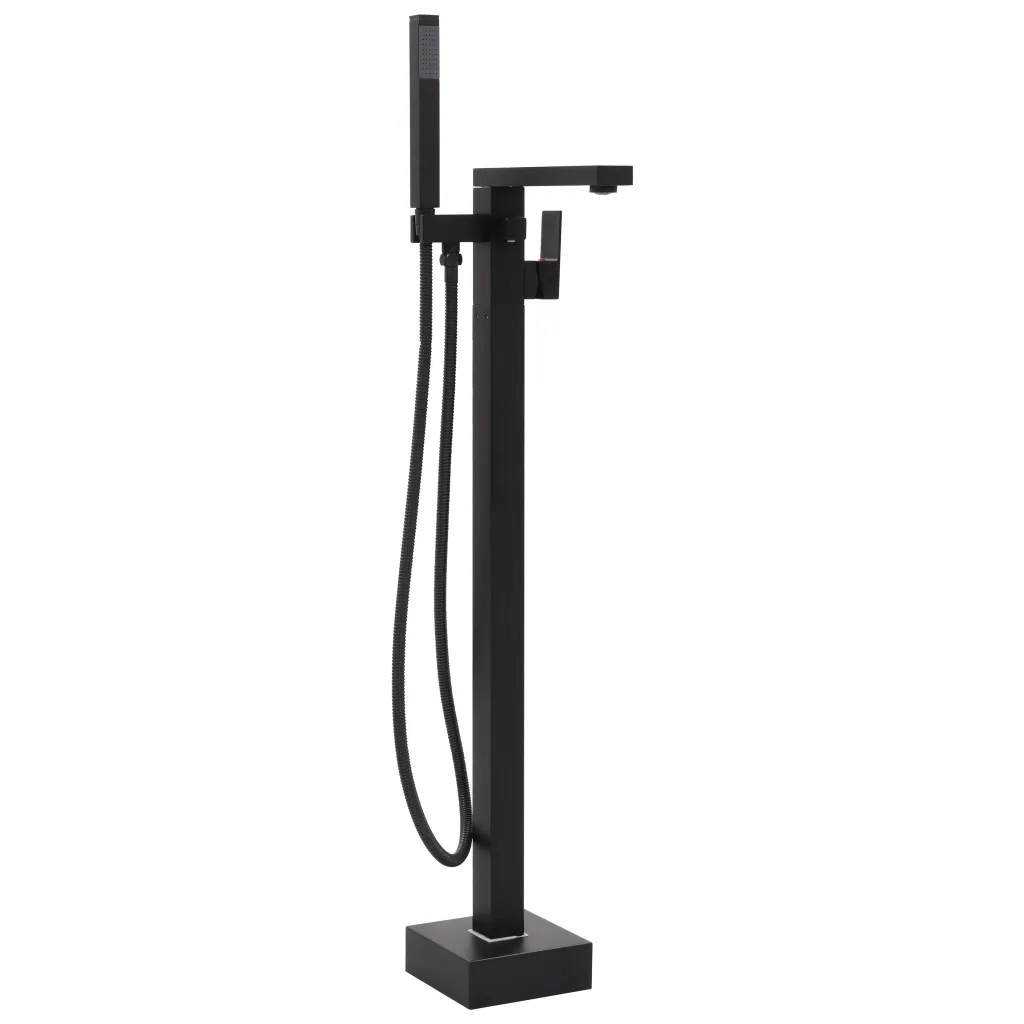 VidaXL Freestanding Bathtub Faucet Black Stainless Steel 90 cm