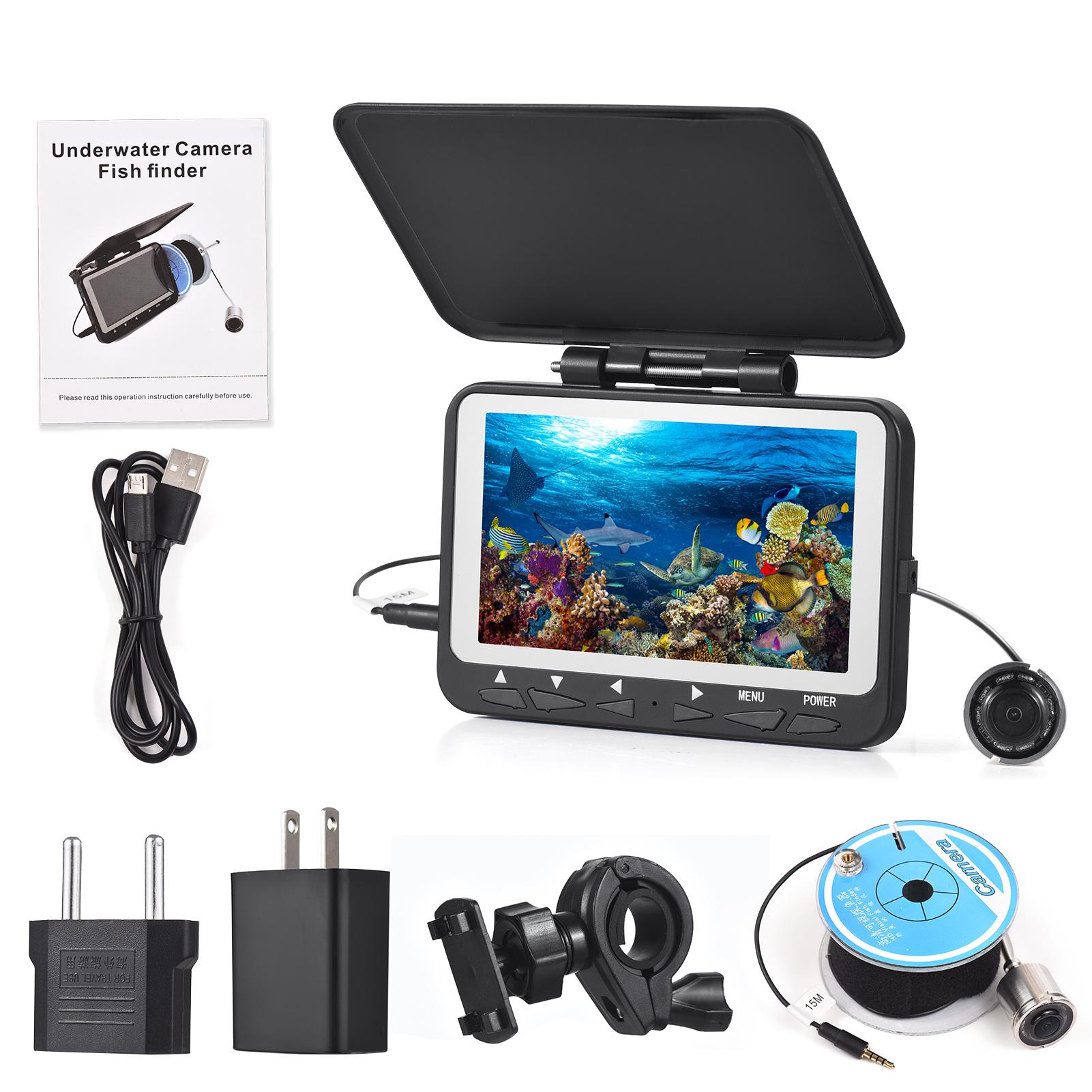 Lixada 15m/30m 1200tvl Underwater Fishing Camera Fish Finder 4.3 Lcd Monitor 8pcs Ir Led Night Vision 30m