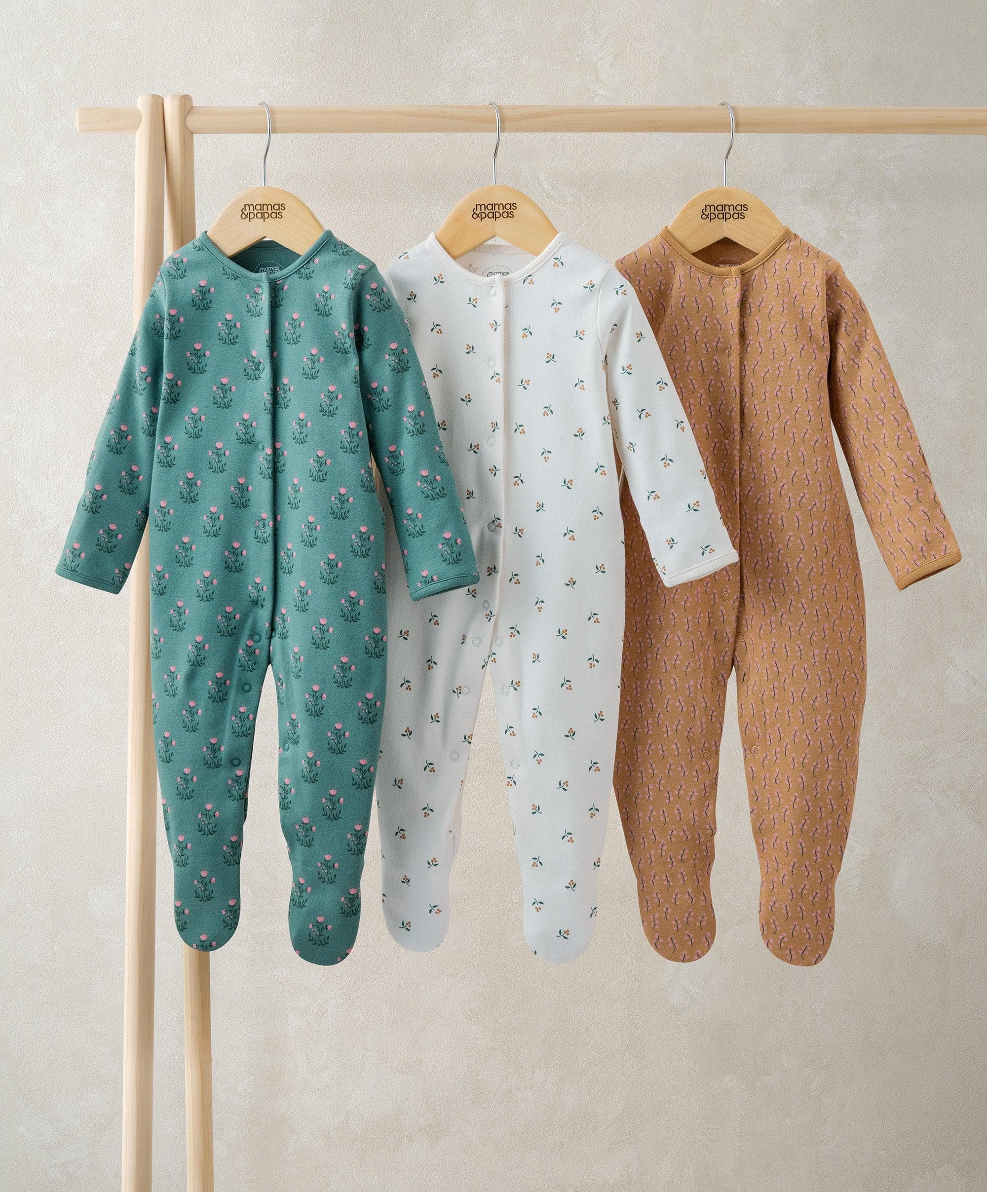 Mamas & Papas Floral Sleepsuits (Pack of 3)