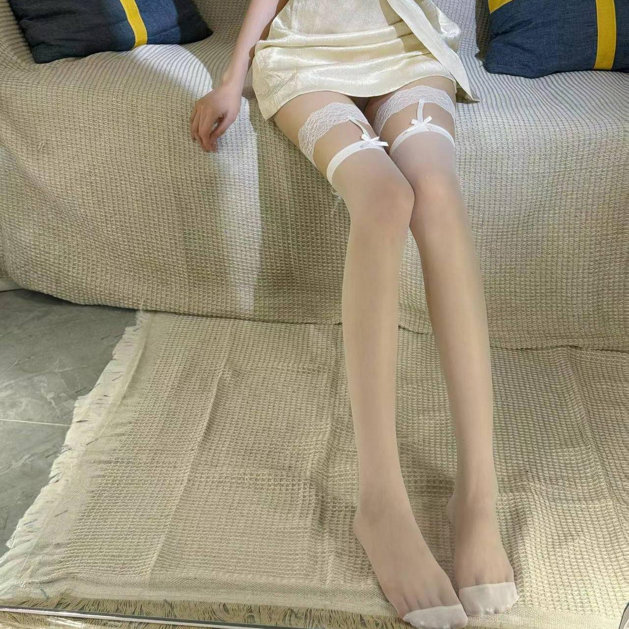 Angel Ting Sex Stockings Spice Girls Thin Suspenders Stockings Perspective Design Niche Lace Sexy Slim Contrasting Colors One size