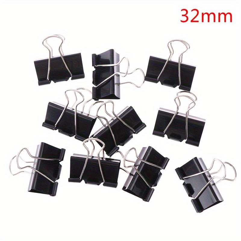 TianJinGeErLiShangMaoYouXianGongSi 24Pcs Black Metal Binder Clips 32mm Notes Letter Paper Clip Office Supplies Binding Securing