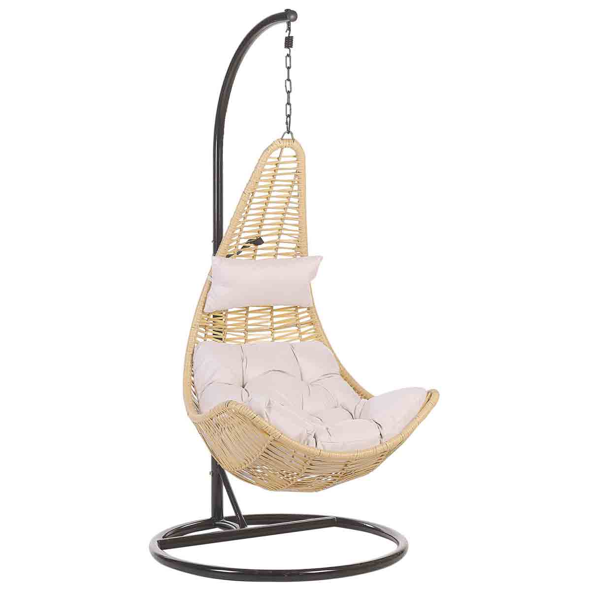 Beliani Hanging Chair With Stand Atri Pe Rattan Natural