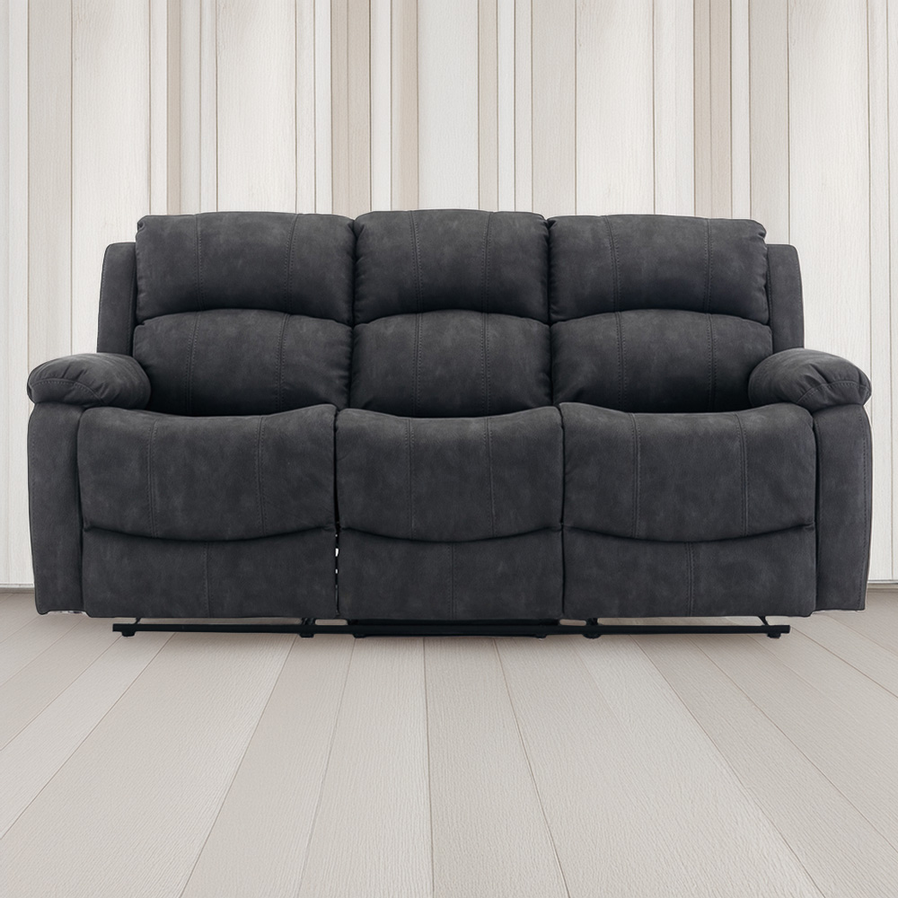 3 Piece L-Shaped Outdoor Rattan Corner Sofa Set - Grey