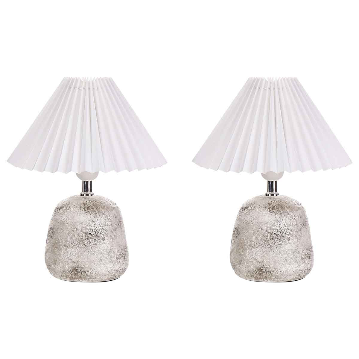 Beliani Set Of 2 Ceramic Table Lamps White Zeyi