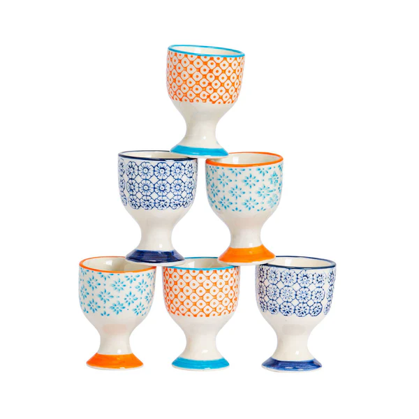 Nicola Spring Breakfast 6 Piece Egg Cup Set blue,orange,white