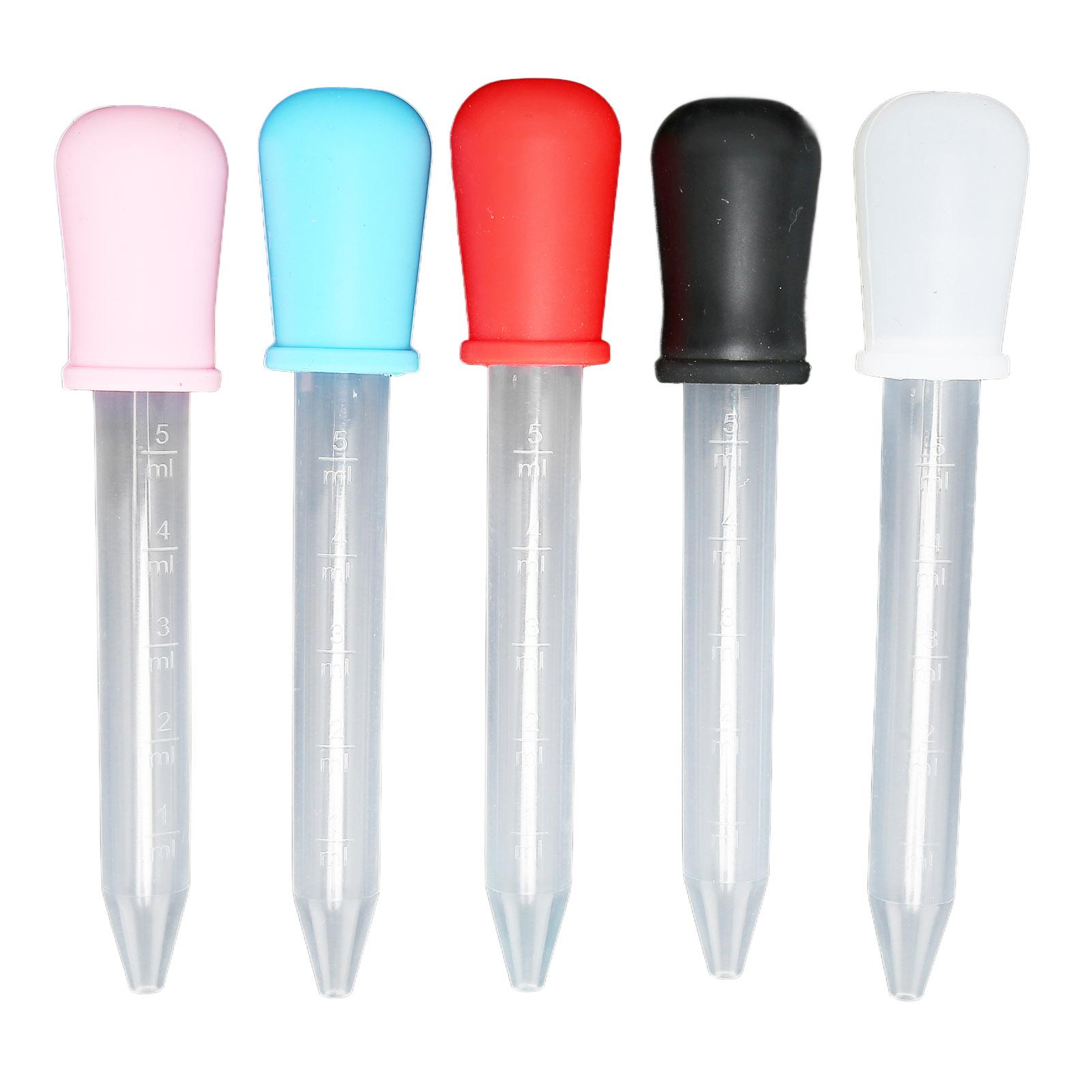 Neoglint 5pcs Liquid Transfer Pipettes Silicone Clear Scale Washable Transparent Calibrated Dropper 5ml