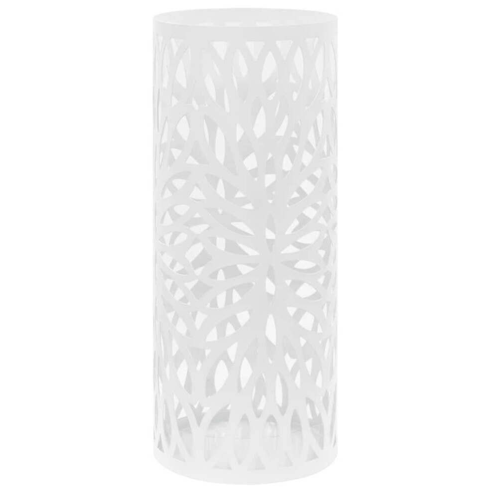 VidaXL Umbrella Stand Leaves Steel White