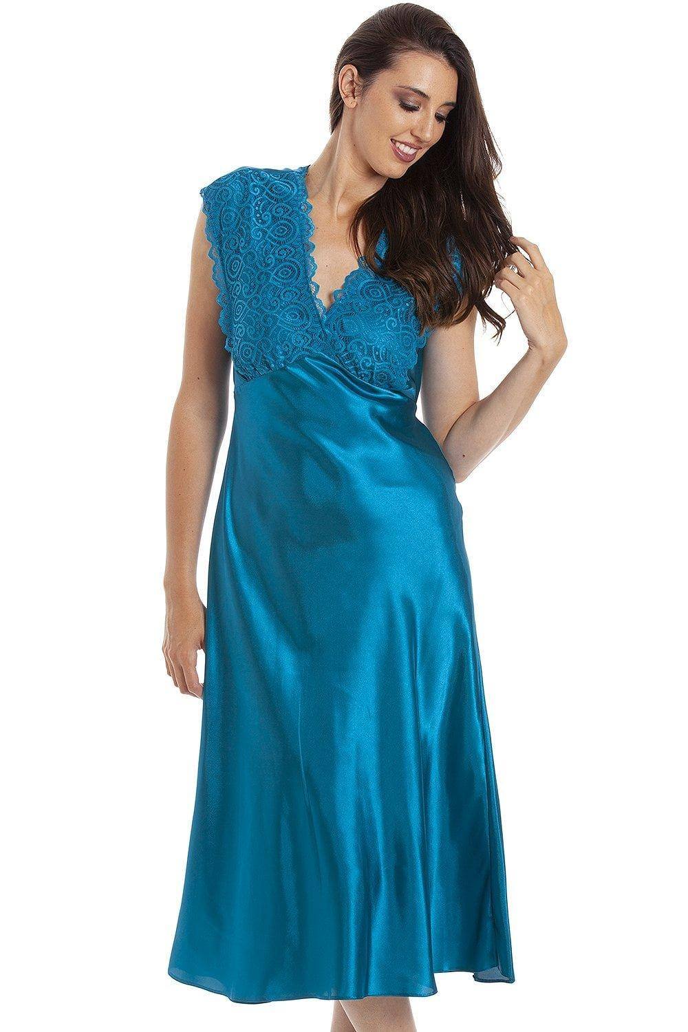 Camille Women's Classic Satin Chemises|Size: 10-12|teal