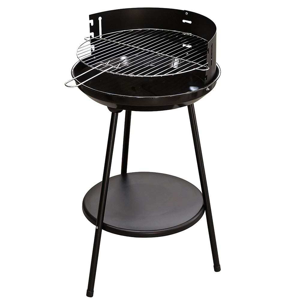Senza MarcaGenerico Barbecue a carbonella bbq tondo nero con griglia 39cm per grigliate
