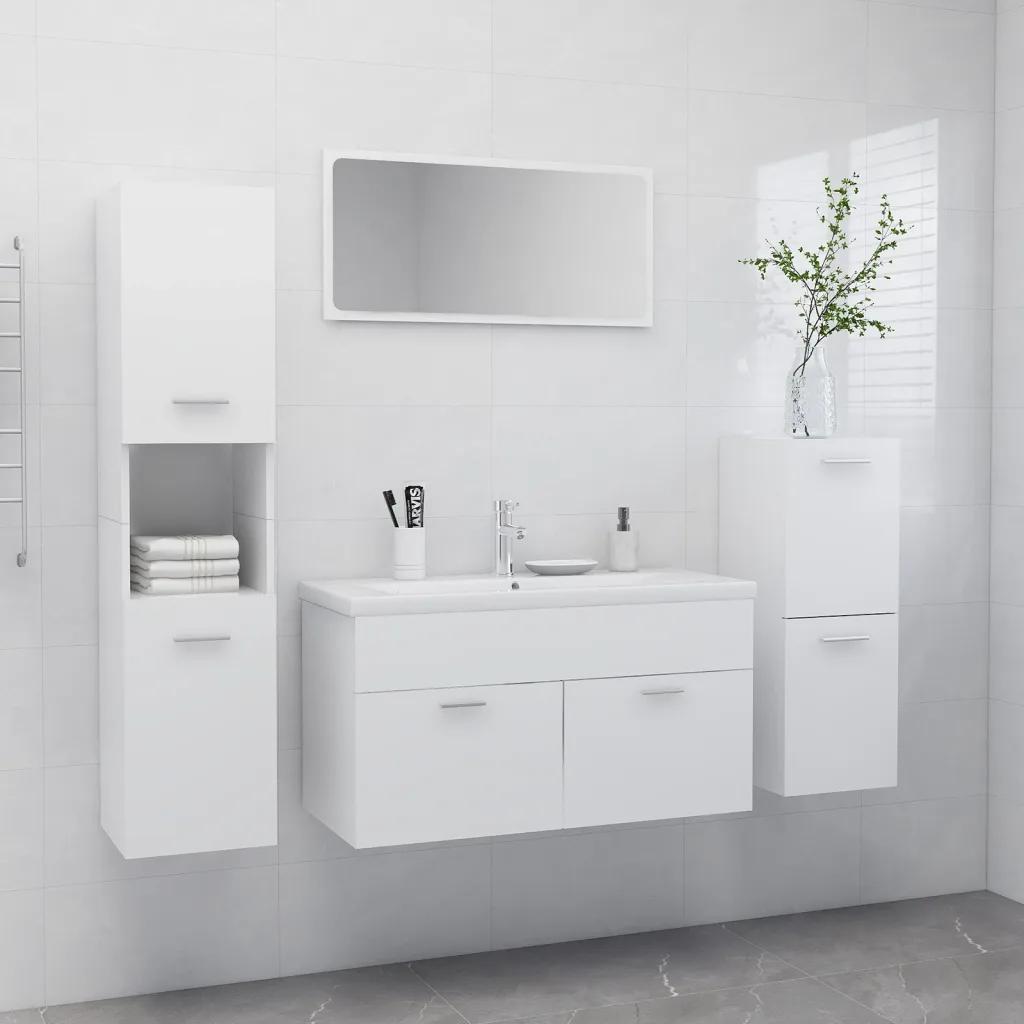 VidaXL Bathroom Furniture Set White Chipboard
