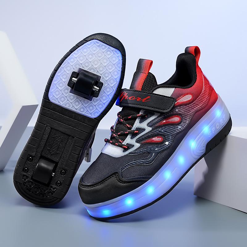 Angel Ting Children's Runaway Shoes Roller Skates Girls' Shoes Four-wheel Runaway Shoes Students Invisible Skates with Wheels 40