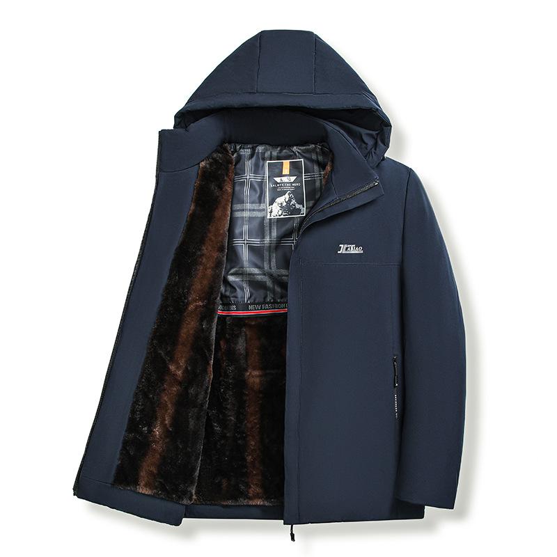 CHIC STUDIO Padded Clothes, Youth Velvet Thickened Padded Clothes, Men's Warm Padded Jackets, Windproof Jackets 5XL navy blue