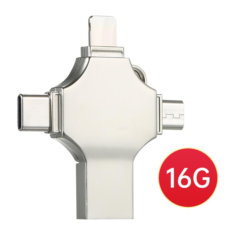 Flash Drives And Memory Cards 128GB 4-in-1 metal USB Flash drive Mobile phone computer dual-use Mini USB flash drive Support 16GB