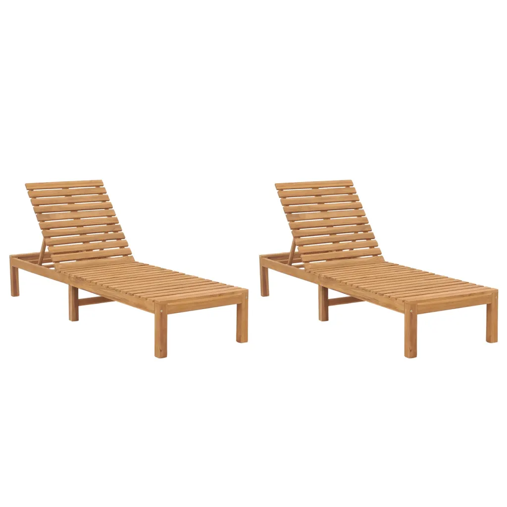 VidaXL Sun Loungers 2 pcs Solid Wood Teak, Brown