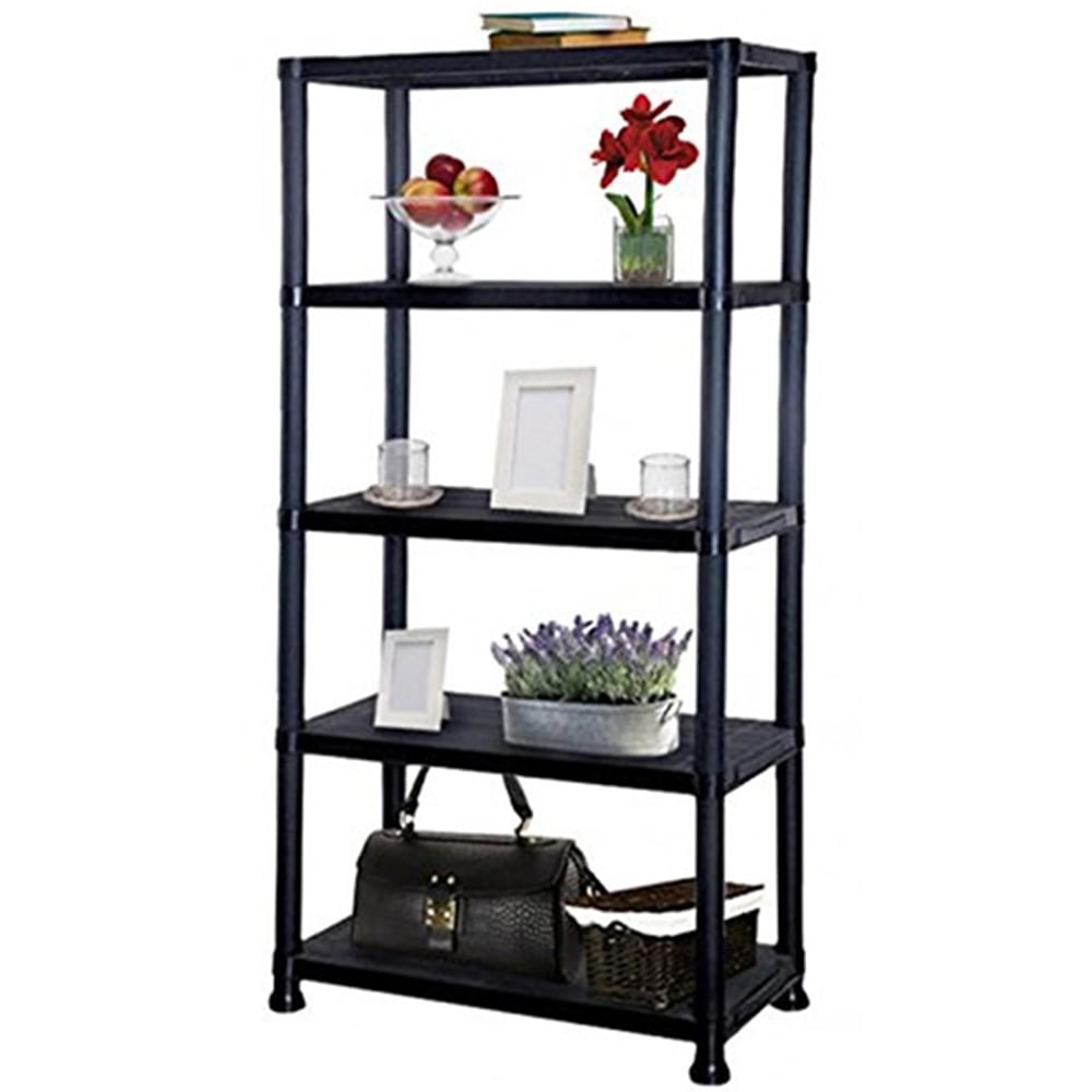 Gr8 Home Black 5 Tier Plastic Shelving Unit Storage Racking Shelves