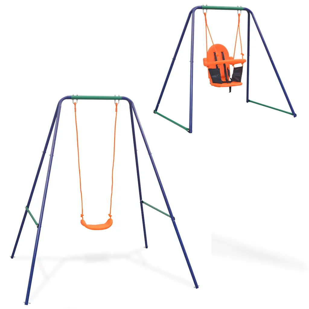 VidaXL 2-in-1 Single Swing and Toddler Swing Orange