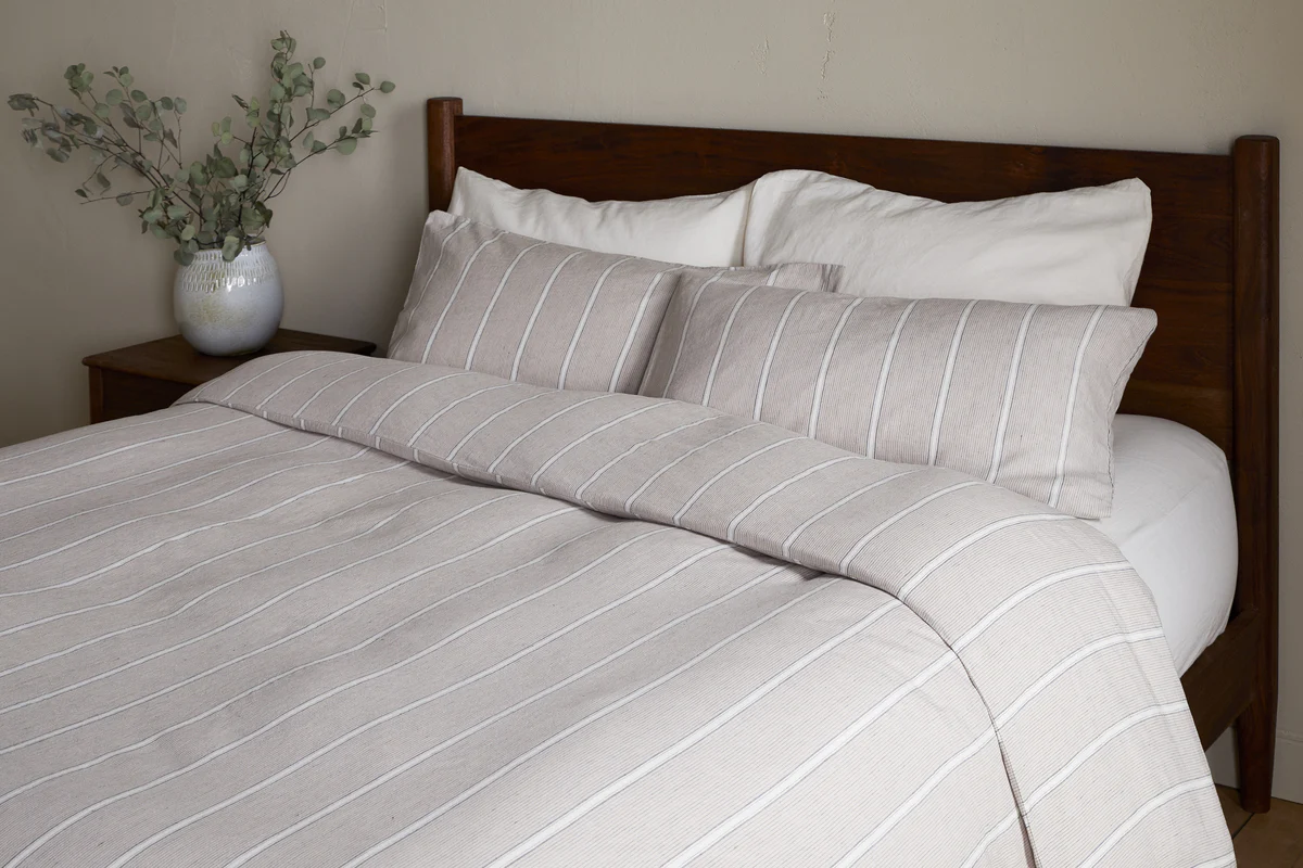 Nkuku Mora Hemp & Cotton Duvet Cover | Textiles | Stone Grey | Double