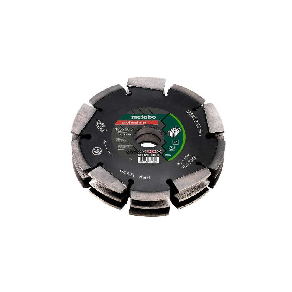 Metabo MPT628299 3 Row Professional UP Universal Wall Chaser Blade 125 x 28.5 x 22.23mm