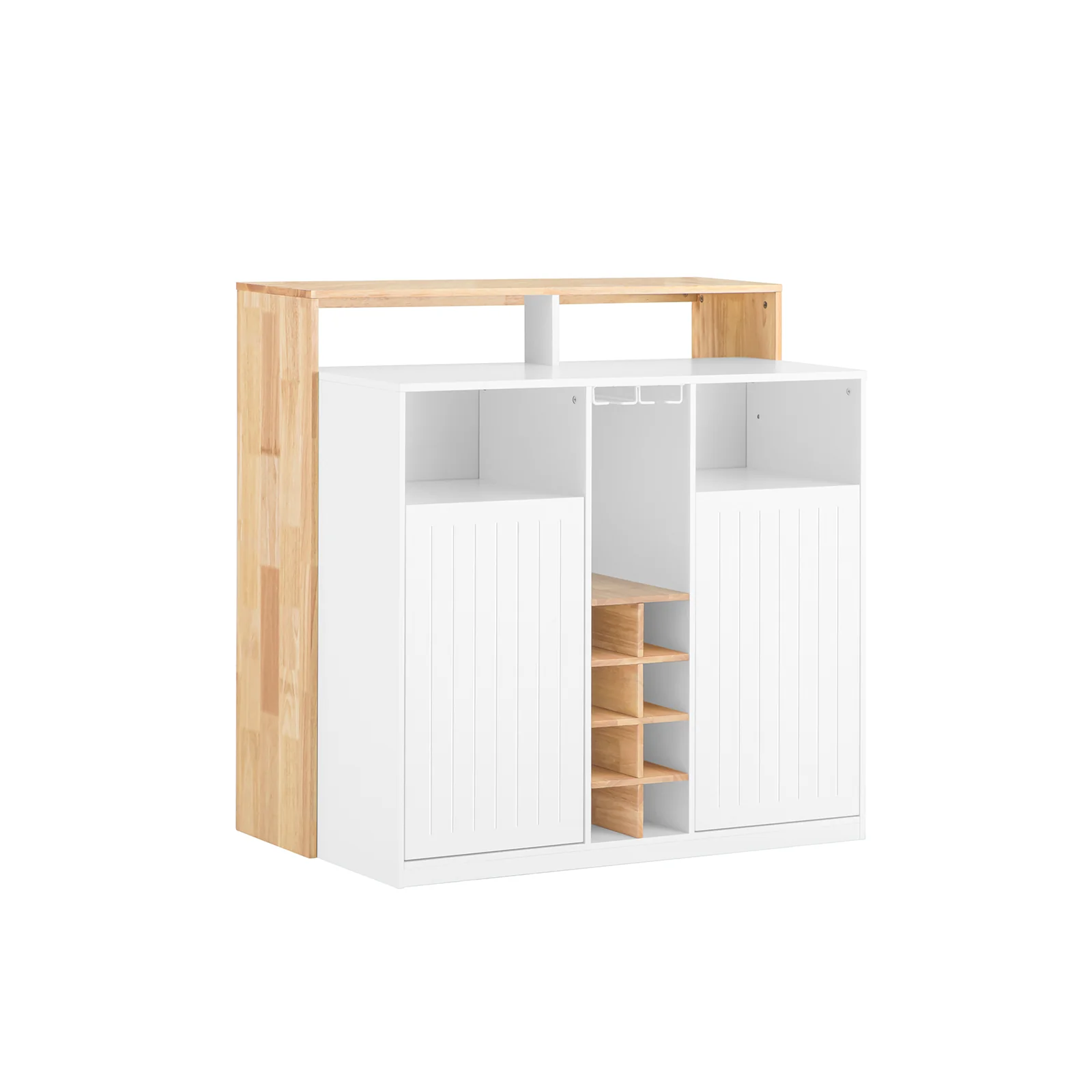 SOBUY Kitchen Island Bar Cabinet with Wine Rack - White