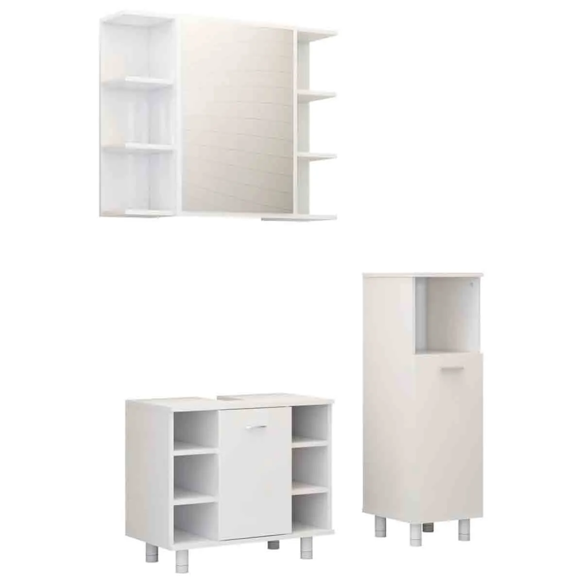VidaXL 3 Piece Bathroom Furniture Set White Chipboard