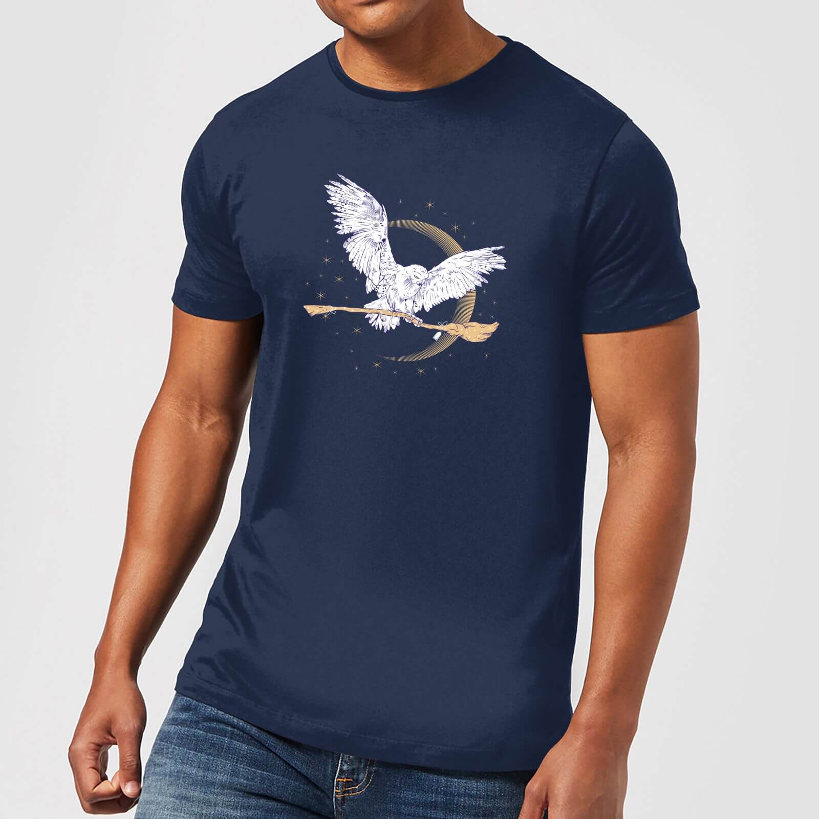 Original Hero Harry Potter Hedwig Broom Men's T-Shirt - Navy - M