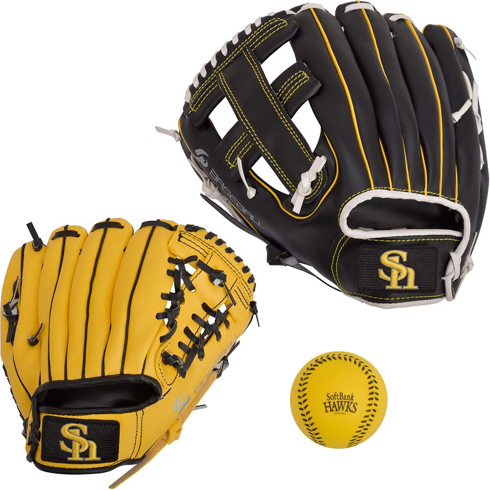 Fukuoka Softbank Hawks x GP Parent and Child Catch Ball Soft Ball Throwing 36886 (Geep) Set, Included, Adults Left-handed Throwing, Children black