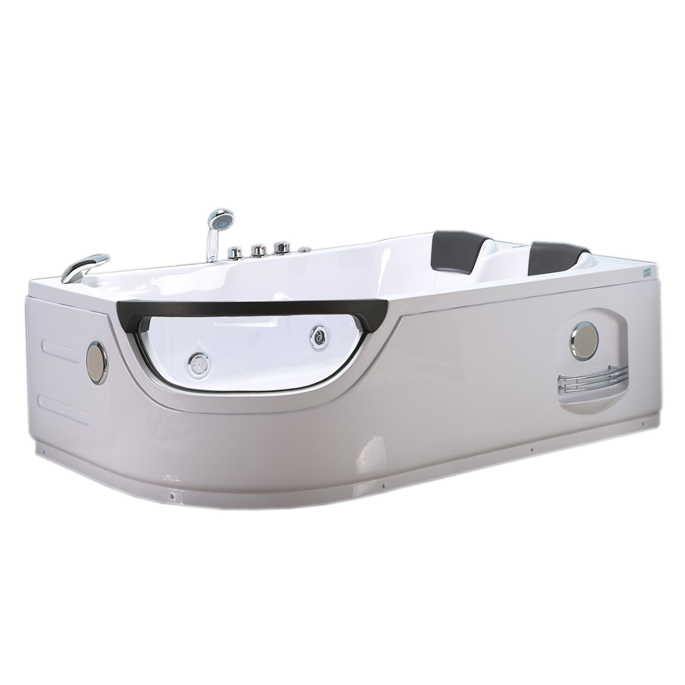 Simba Elite Whirlpool Bath Tub Spa Corner Bath Double Pillow 120 x 180cm Bathtub Mod white