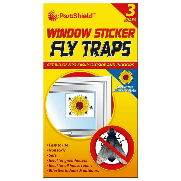 PestShield Fly Stickers,Window Traps,Insect Killer Papers,Sticky Bug Catchers